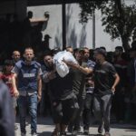 Israeli raids on central Gaza killed 34 Palestinians, including many who were waiting for help.